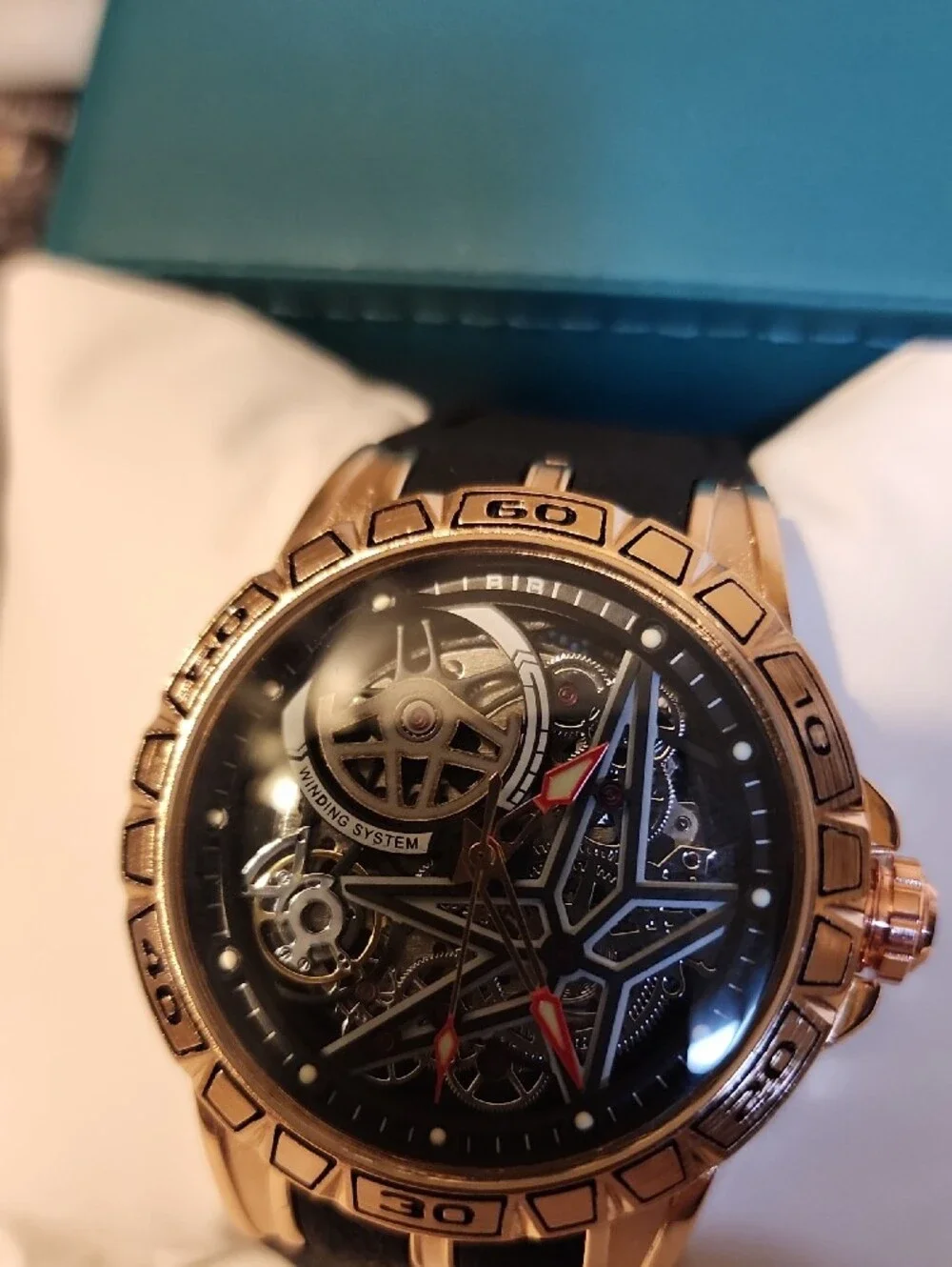 BiBi Rose Gold Case Watch with Black Strap